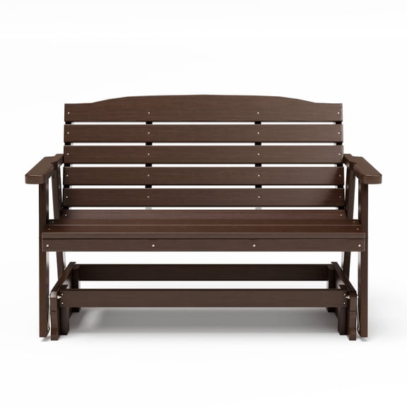 SimplyPoly Amish Made Classic Recycled Plastic Porch Glider, 4-Foot, Brazilian Walnut Wood Grain