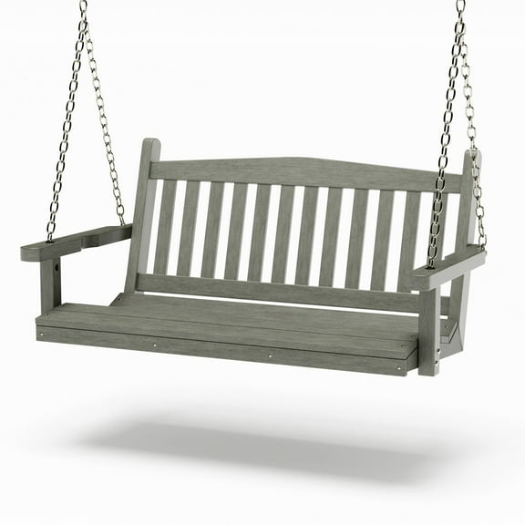 SimplyPoly Amish Made Mission Composite Porch Swing, 4-Foot, Dark Grey