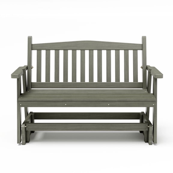 SimplyPoly Amish Made Mission Recycled Plastic Porch Glider, 4-Foot, Driftwood Grey Wood Grain