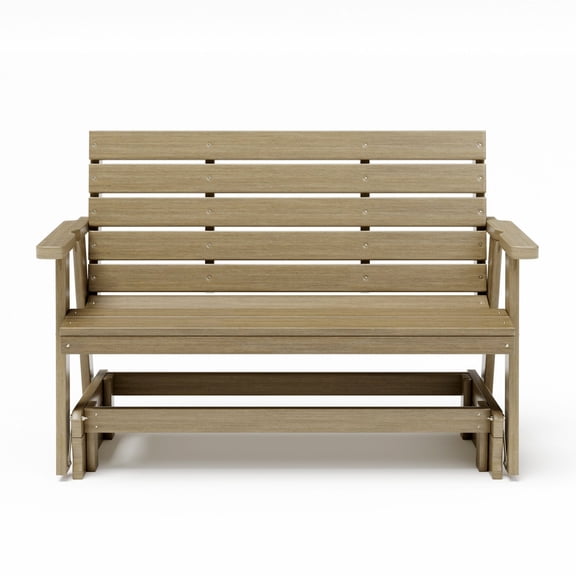 SimplyPoly Amish Made Signature Recycled Plastic Porch Glider, 4-Foot, Birchwood Wood Grain