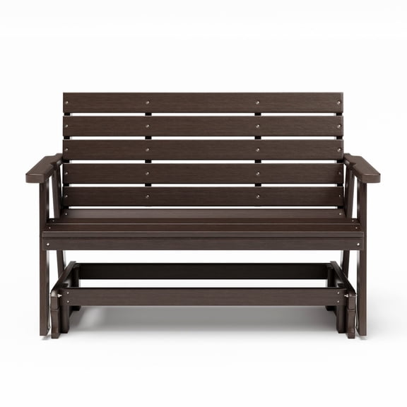 SimplyPoly Amish Made Signature Recycled Plastic Porch Glider, 4-Foot, Brazilian Walnut Wood Grain