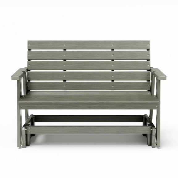 SimplyPoly Amish Made Signature Recycled Plastic Porch Glider, 4-Foot, Driftwood Grey Wood Grain