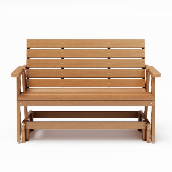 SimplyPoly Amish Made Signature Recycled Plastic Porch Glider, 5-Foot, Natural Teak Wood Grain