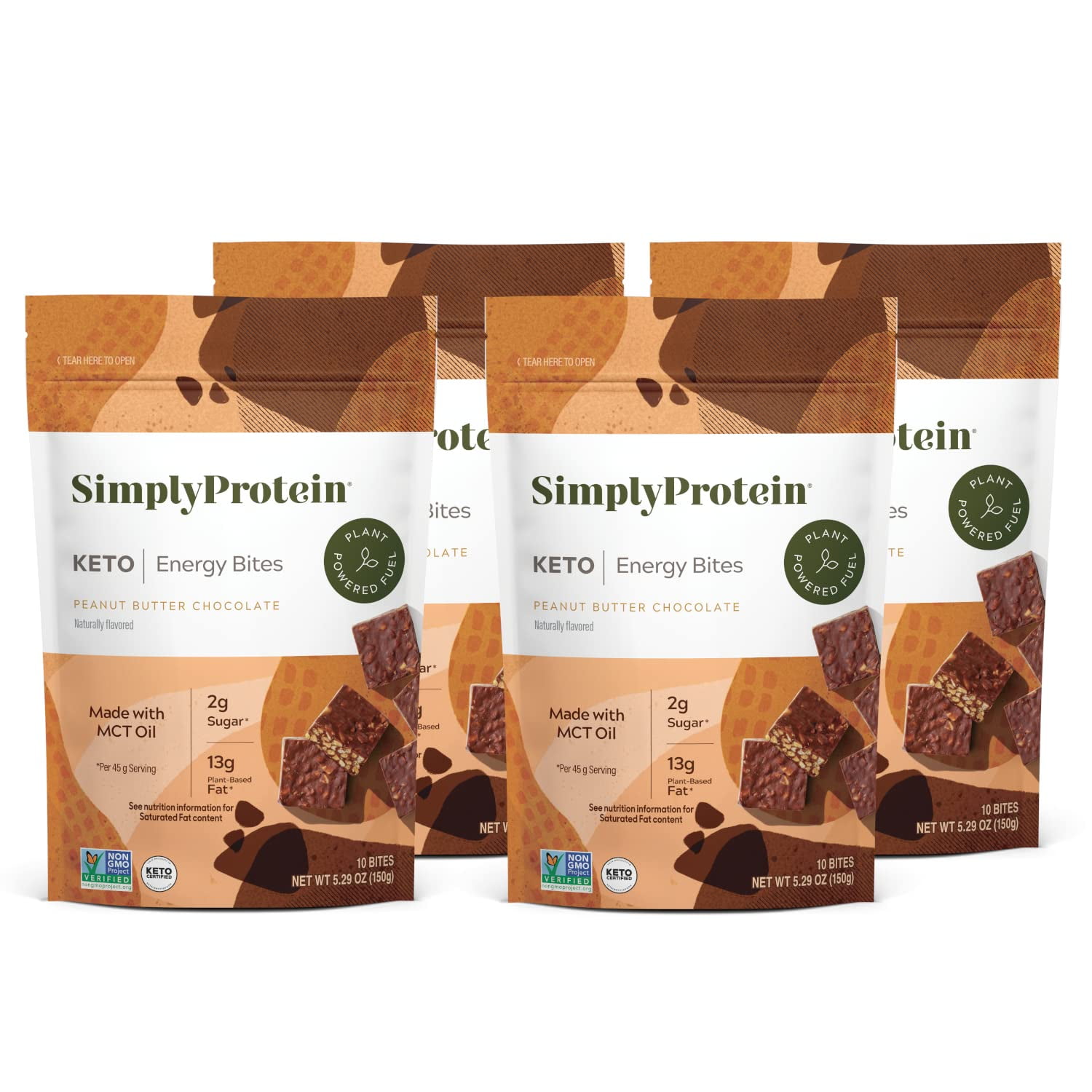 SimplyProtein Peanut Butter Chocolate CM31 Keto Energy Protein Bites,  5.29 Ounce Bag(Pack of 4), Low Sugar High Protein Snack - Walmart.com