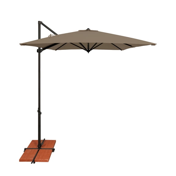 SimplyShade 8.6ft Skye Square Outdoor Patio Umbrella with Cross Bar Stand, Taupe