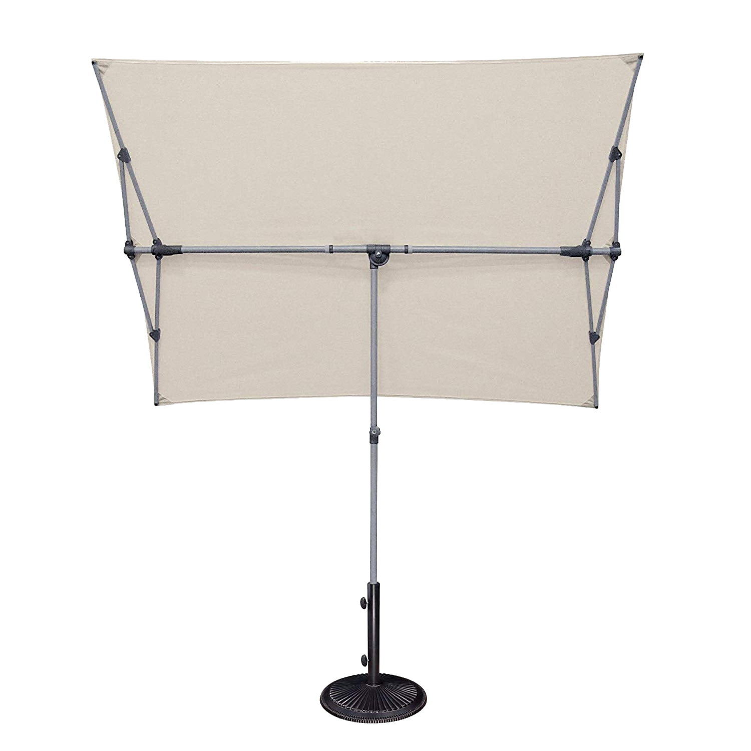 Antique Beige Rectangular Aluminum Patio Umbrella with Polyester Canopy