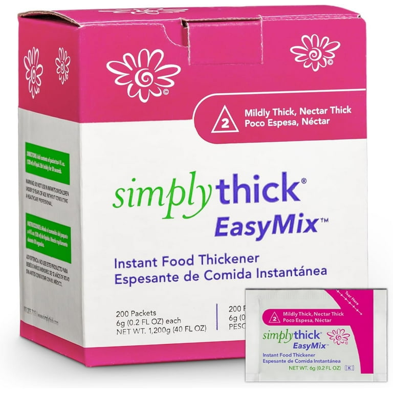 SimplyThick Easy Mix Food & Beverage Thickener, Nectar Consistency,  Unflavored, 6g Packets, 200 Count - Walmart.com