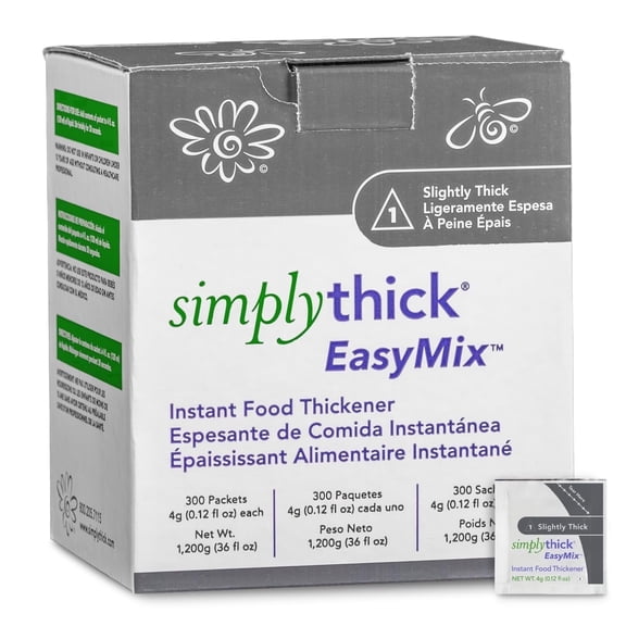 SimplyThick EasyMix | 300 Count of 4g Individual Packets | Gel Thickener for those with Dysphagia & Swallowing Disorders | Creates An IDDSI Level 1 - Slightly Thick Consistency