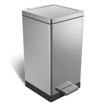 Simplykleen 7.9 Gallon 30 Liter Trash Can, Slim Step-on Bathroom Trash Can, Stainless Steel Waste Bin, Silver