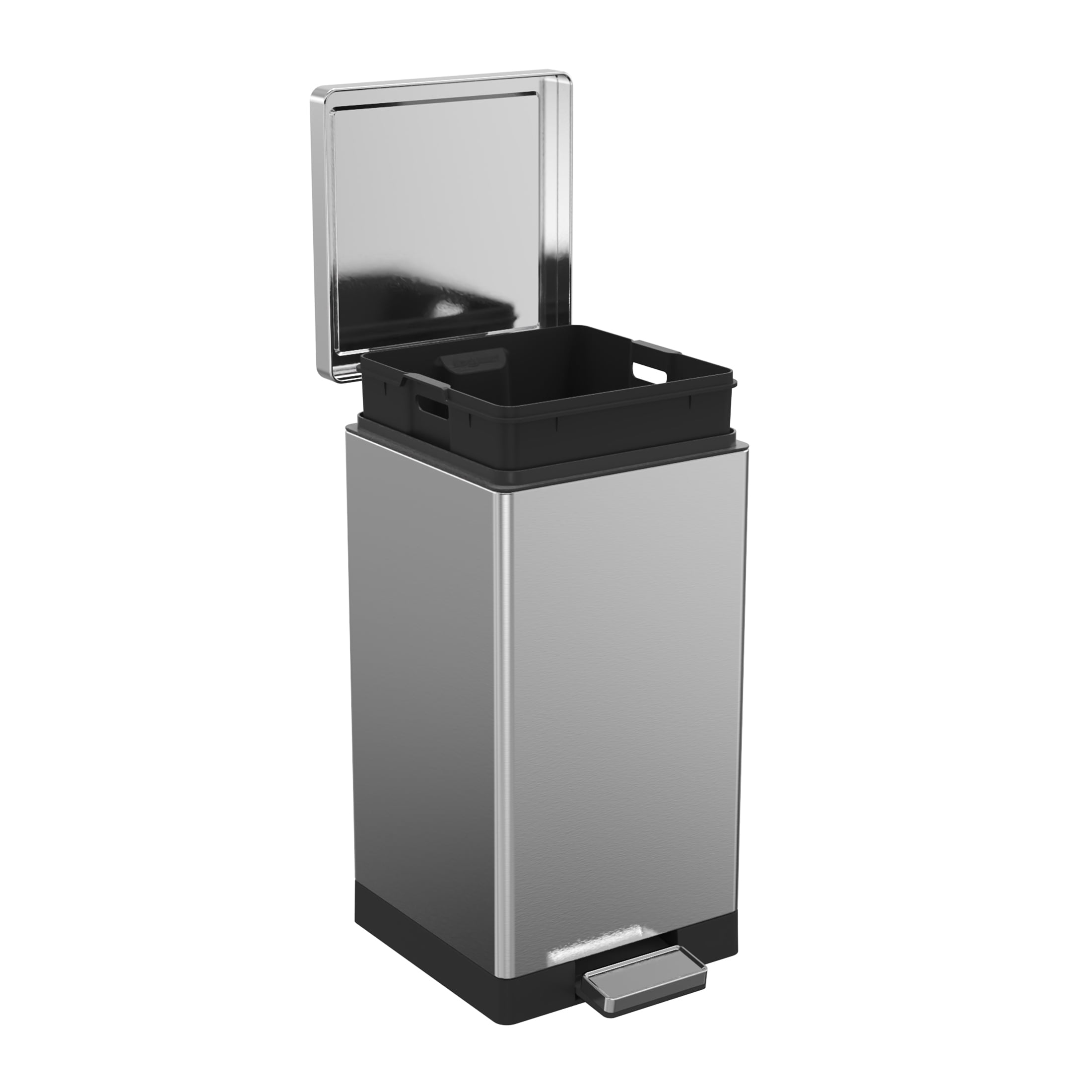 Simplykleen Kitchen Trash Can, 7.9 Gallon Stainless Steel Step Garbage Bin with Soft Close Lid, Silver