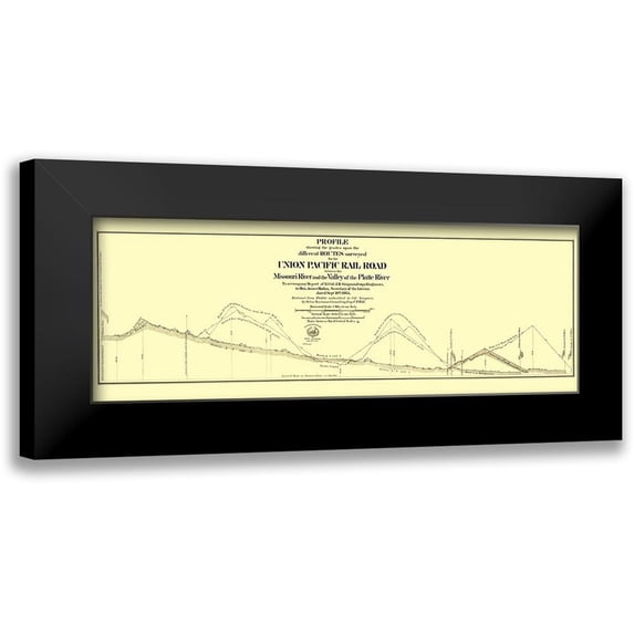 Simpson 14x8 Black Modern Framed Museum Art Print Titled - Union Pacific, Platte, Missouri Rivers 1865