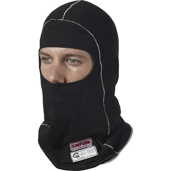 Simpson 23000BK Black Single Eyeport Nomex Head Sock, SFI Spec 3.3