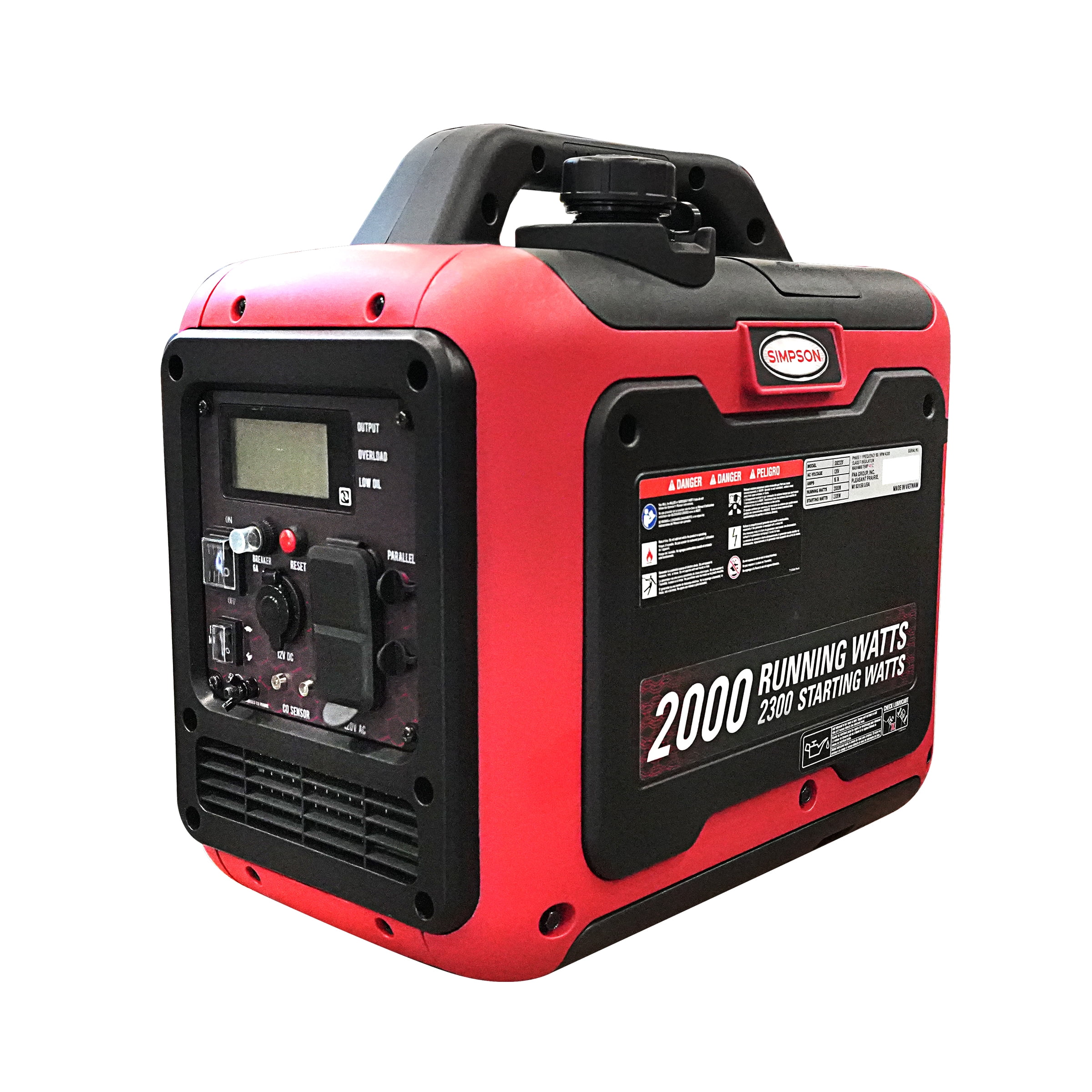 Simpson 2300W Portable Inverter Generator, Quiet, CO Sensor, GFCI (SIG2320)