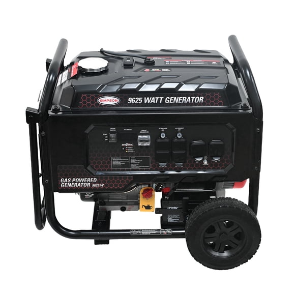 Simpson 9625 Watt Gas Pull Cord Start with Electric Start Option  CO Sensor Wheels Portable Generator (SF7796)