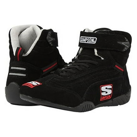 Simpson AD125BK SFI5 Suede/Nomex Lined Racing Shoes, Black, 12.5