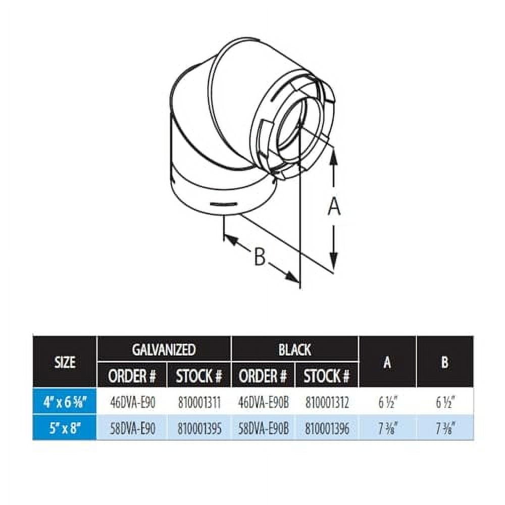 Simpson DuraVent 46DVAE90 Duravent Direct Vent Galvanized 90 Degree