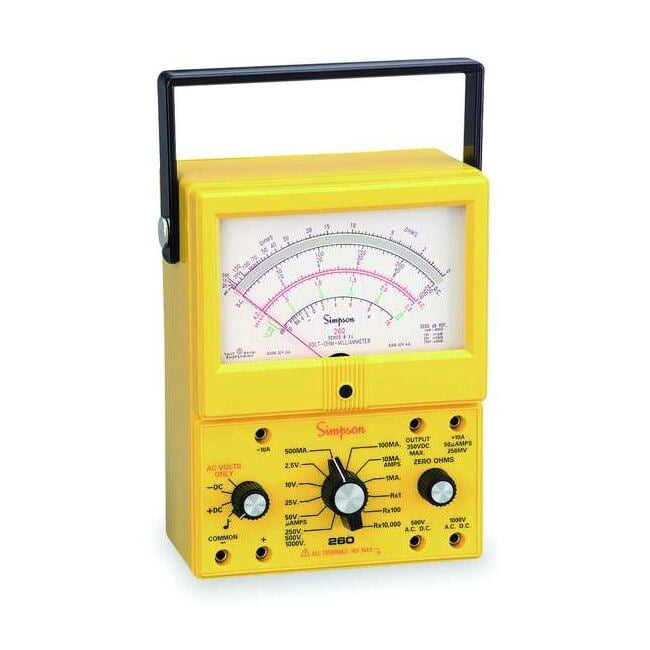Simpson Electric Analog Multimeter,1000V,10A,20M Ohms 260-8XI