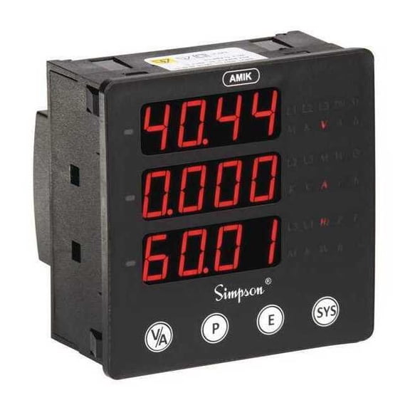 Simpson Electric Digital Panel Meter,2.16 in. D,1 Relays A100