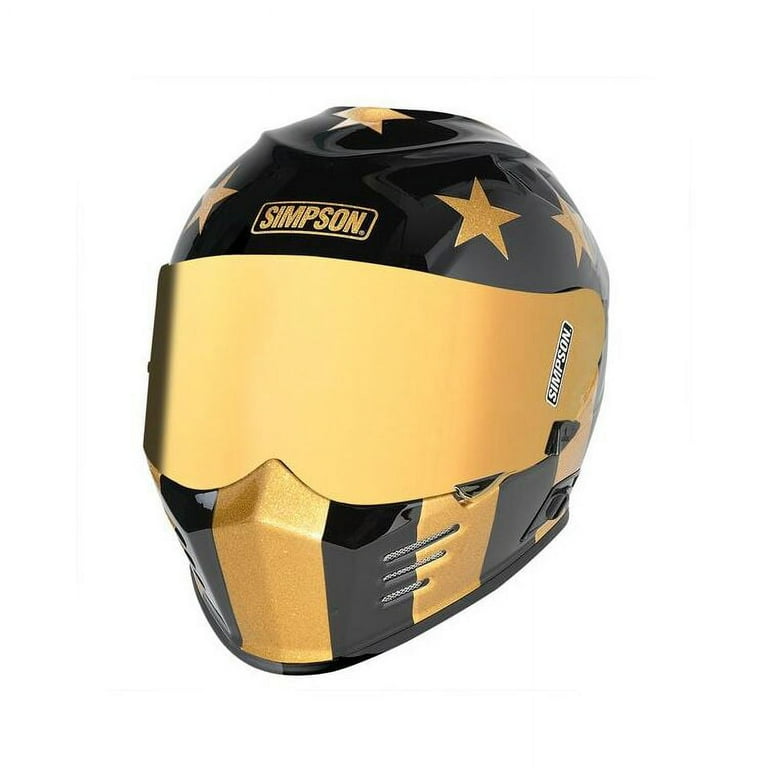 Full Face Retro Motorcycle Helmet - Cafe Racer - Shiny Gold