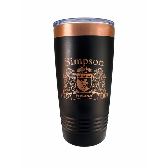 Simpson Irish Coat of Arms Black Travel Mug