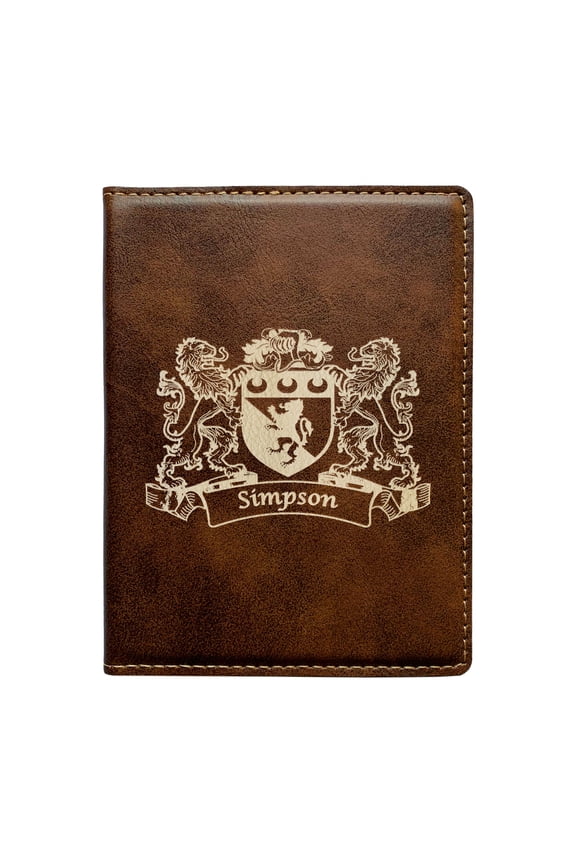 Simpson Irish Coat of Arms Leather Passport Wallet