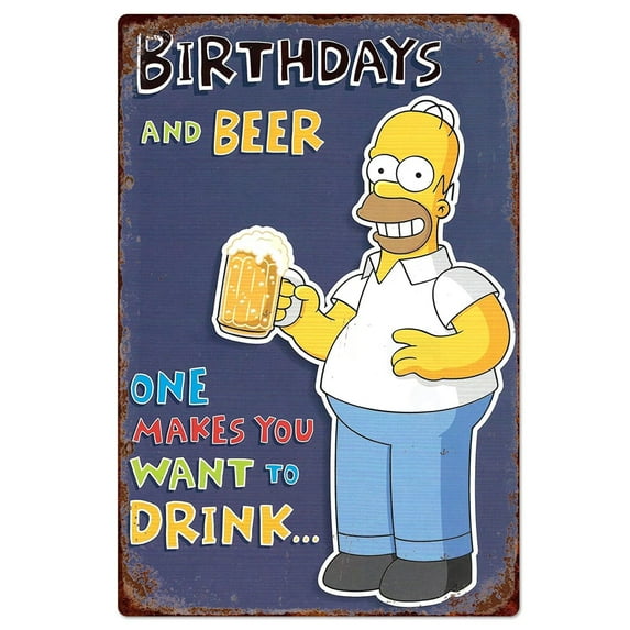 Simpson Metal Tin Sign Homer Simpsons Drinking Beer The Simpsons Decor Poster Vintage Retro Metal Plaque Wall Decor Gift For Bathroom Restaurant Farm Bedroom Cafe School 16x24 Inch