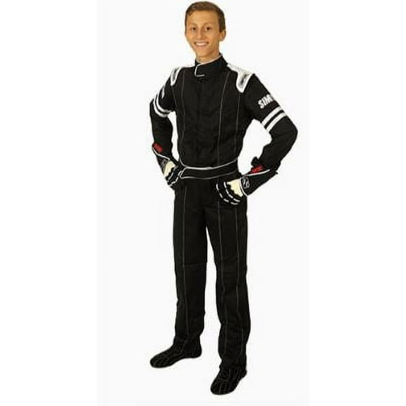 Simpson Racing LY22071 Legend II (SFI-1) Racing Suit - Youth XS - Black/Black