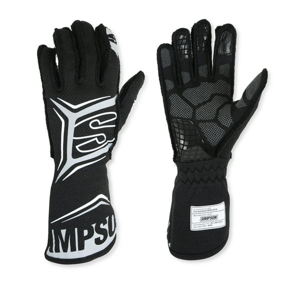 Simpson Racing MGLK Magnata Gloves Black/Grey Large - Pair