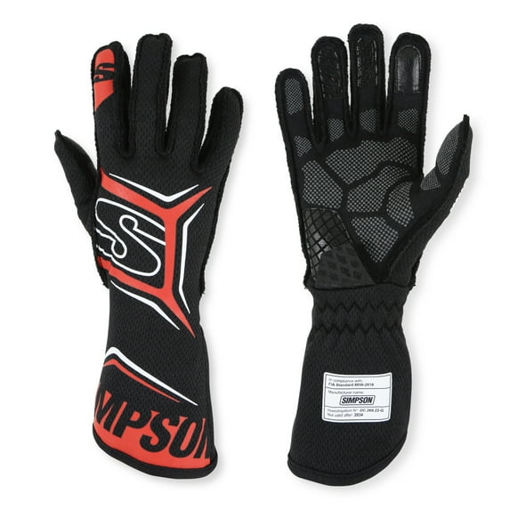 Simpson Racing MGZR Magnata Nomex Racing Gloves SFI 3.3/5 Black/Red Size XXL