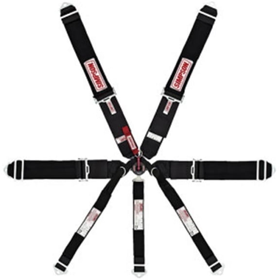Simpson Safety 29115BK 7 Point Drag Racing Camlock Pull Up, Bolt in Shoulder Harness - Black