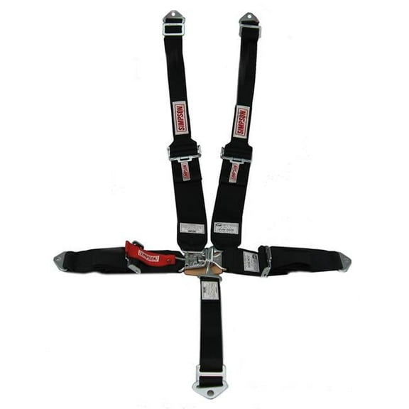 Simpson Safety Black 5 Point Latch & Link Pull Up Adjust Bolt-On & Wrap Around Harness