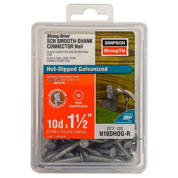 Simpson Strong-Tie 10D 1-1/2 in. Wood Joiner Hot-Dipped Galvanized Steel Nail Round Head 1 lb Simpson Strong-Tie 10D 1-1/2 in. Wood Joiner Hot-Dipped Galvanized Steel Nail Round Head 1 lb