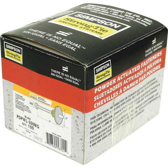 Simpson Strong-Tie PDPAWL-287MG PDPAWL .157 in. x 2-7/8 in. Mechanically Galvanized Powder-Actuated Pin w/ 1 in. Washer (100-Qty)