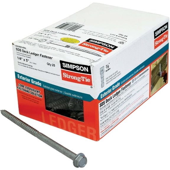Simpson SDS25500-R25L SDS Structural Wood Screw 1/4"x5" 25 Count