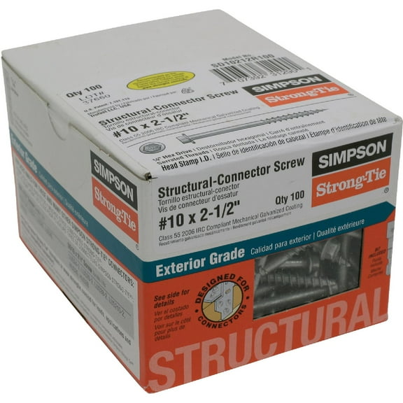 Simpson Strong-Tie Connector Screw 2-1/2" L 10 Ga Galvanized  Construction & DIY Use, Standard Hardware Spec
