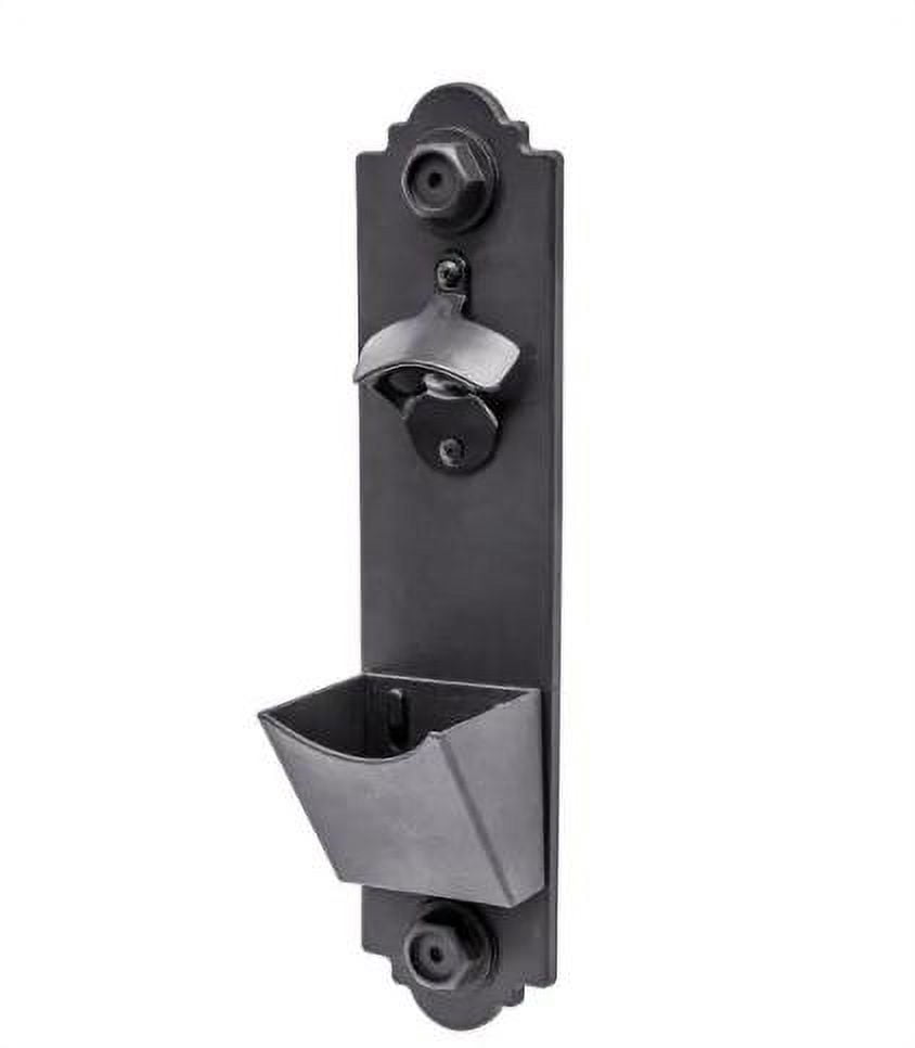 Black Metal Outdoor Bottle Opener with Catch Cup