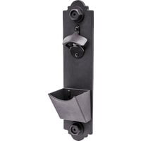 Black Metal Outdoor Bottle Opener with Catch Cup