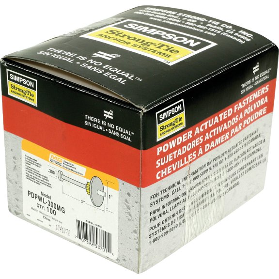 Simpson Strong-Tie PDPAWL-287MG PDPAWL .157 in. x 2-7/8 in. Mechanically Galvanized Powder-Actuated Pin w/ 1 in. Washer (100-Qty)