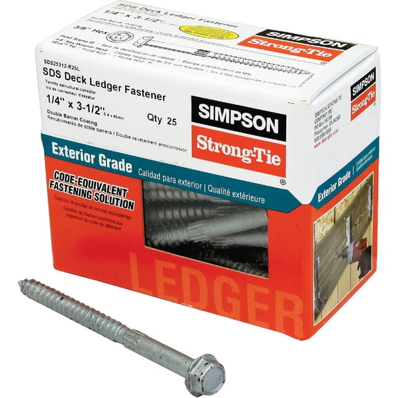 Simpson Strong Tie SDS25312-R25L SDS Structural Wood Screw 1/4-Inch by 3-1/2-Inch 25 Count by Simpson Strong-Tie