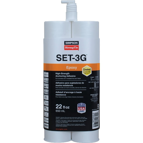 Simpson Strong-Tie SET-XP22-N Set-XP 22-oz. High-Strength Epoxy Adhesive Cartridge w/ 1 Nozzle and Extension