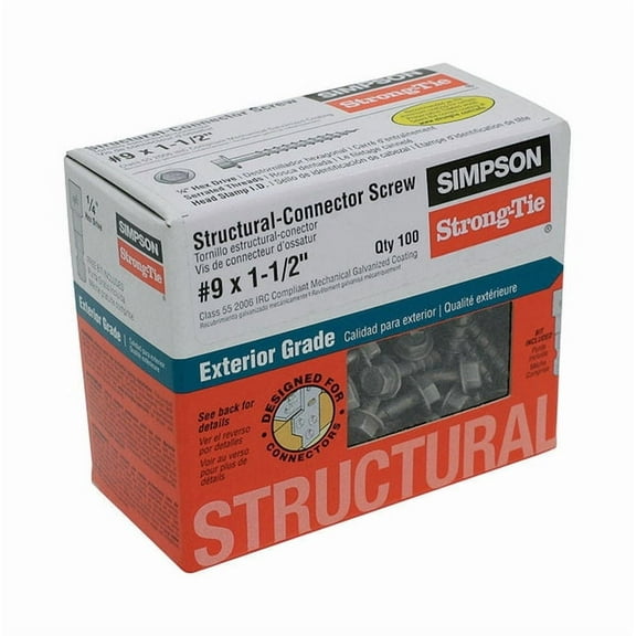 Simpson Strong-Tie Strong-Drive No. 9 x 1-1/2 in. L Star Hex Head Connector Screw 0.9 lb. 100 pk