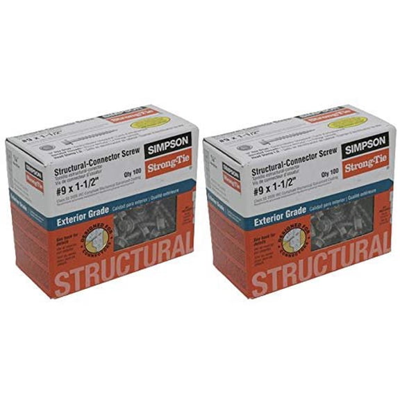 Simpson Structural Screws SD9112R100 No.9 by 1-1/2-Inch Structural-Connector Screw, 100-Pack 2-Set of 100 Pack
