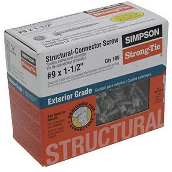 Simpson Structural Screws SD9112R100 No.9 by 1-1/2-Inch Structural-Connector Screw, 100-Pack (`Structural-Connector Screw-100-Pack)