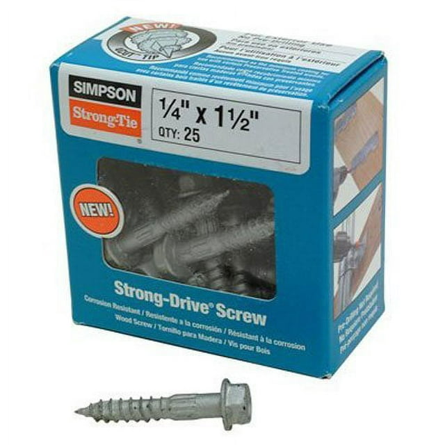 Simpson Structural Screws SDS25112-R25 1/4-Inch by 1-1/2-Inch with 1-Inch Threaded Structural Wood Screw, 25-Pack