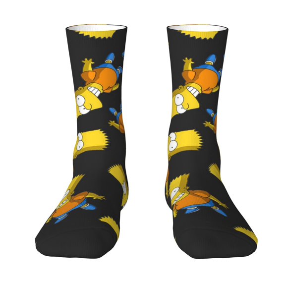 Simpsons Adult Socks Casual Tube Socks Durable Comfort Calf Socks Soft Elastic Crew Socks White