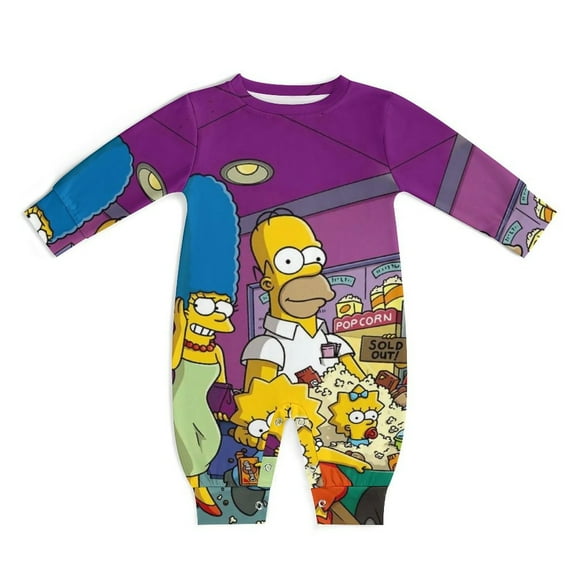Simpsons Baby Romper Toddler Long Sleeve Bodysuit Soft Skin-Friendly Jumpsuit Outfit with Snap Crotch 0-3M