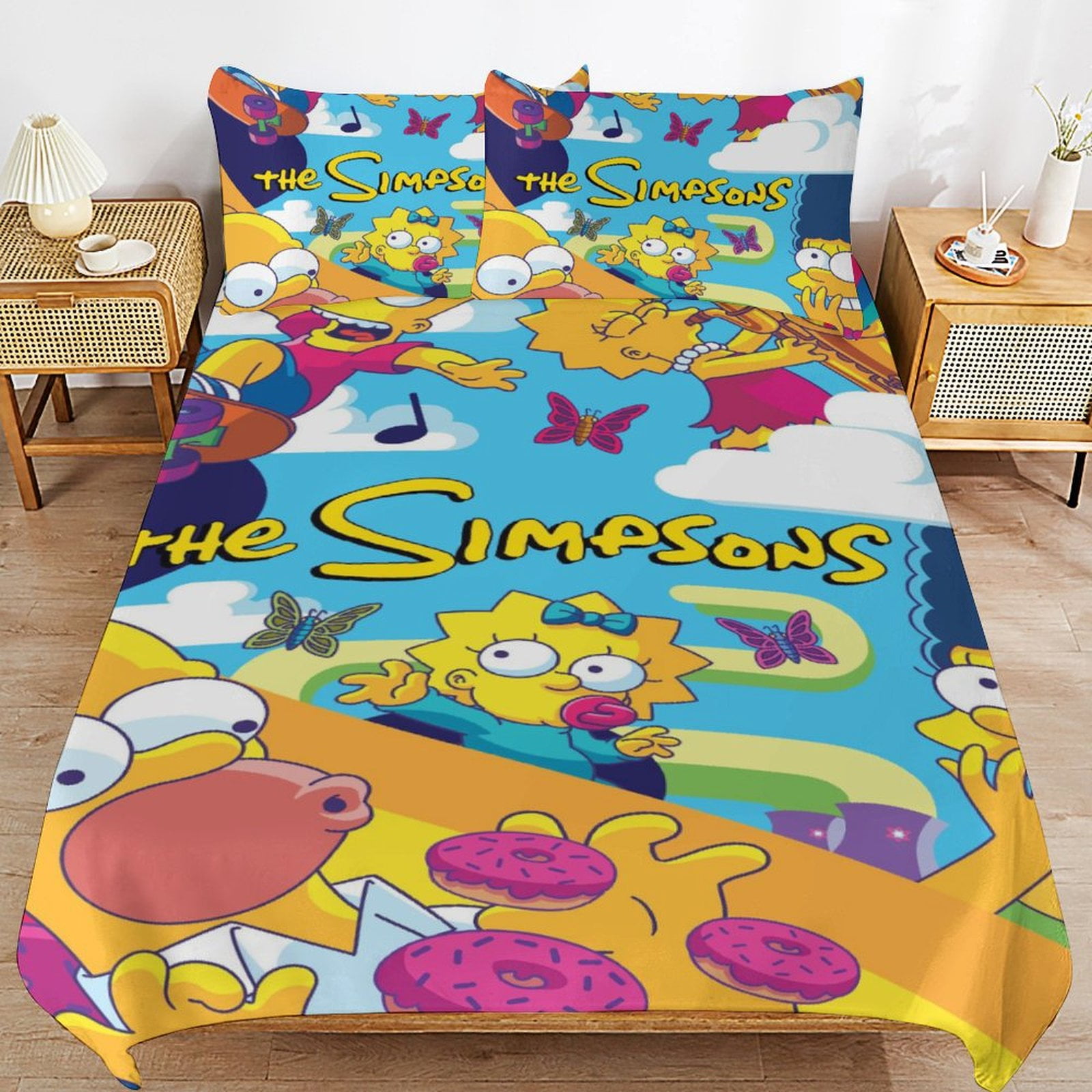 Simpsons Bedding Set Anime Bedding Set Cartoon Duvet Cover Set with 1 ...