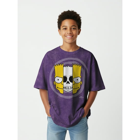 Simpsons Boys Serious Bart Mineral Wash Graphic T-Shirt, Sizes XS-XXL