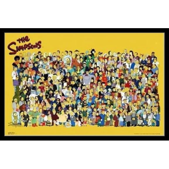 Simpsons Cast Laminated & Framed Poster (36 x 24)