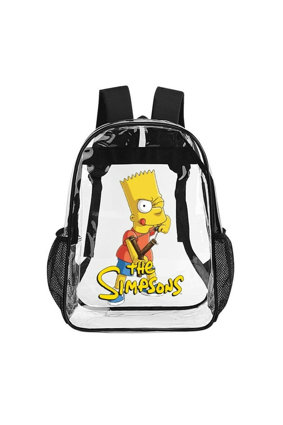 Simpsons Clear Backpack Heavy Duty Clear Bag PVC Transparent Backpack See Through Backpack for Women Men for Stadium Events Work